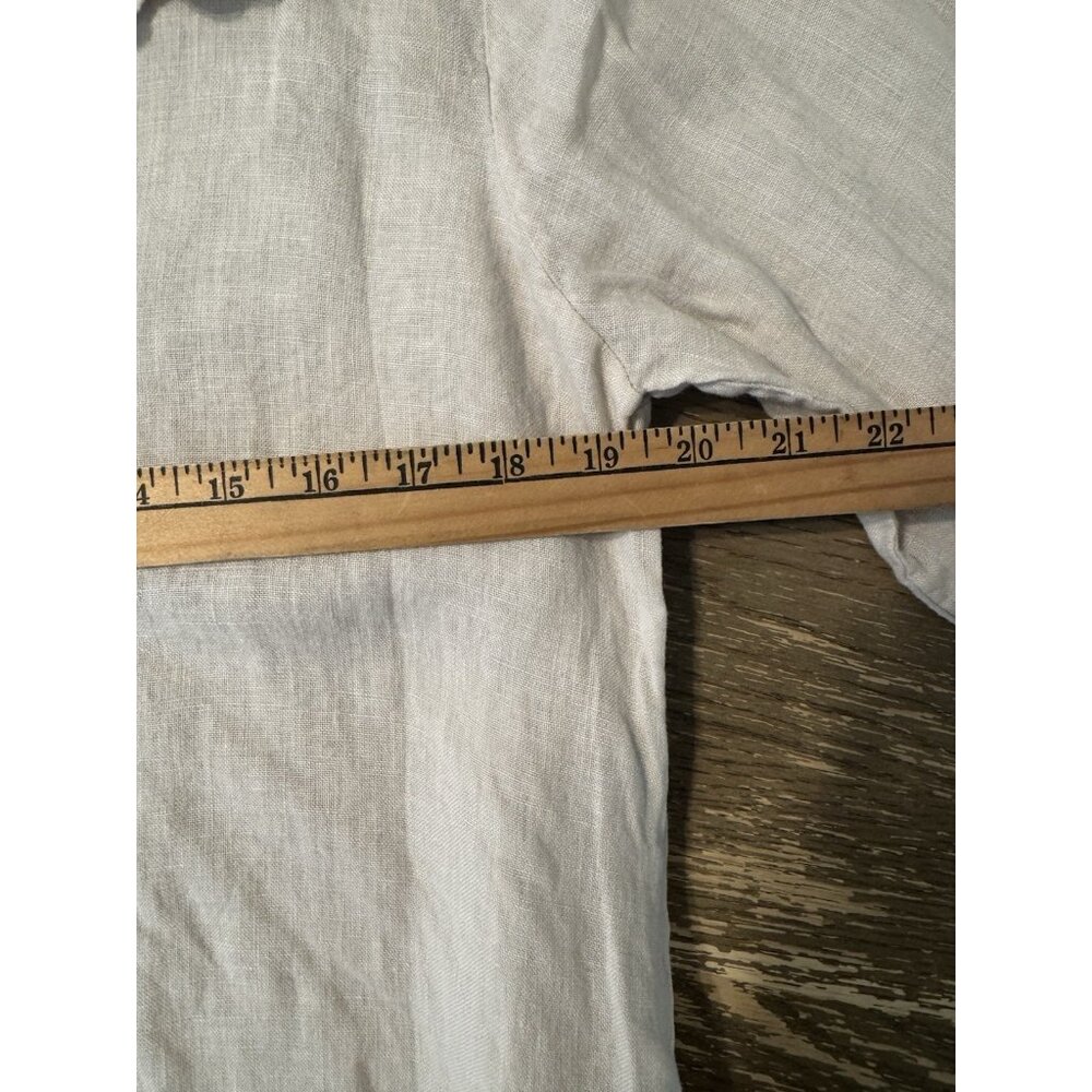Made in Italy O/S Beige Linen Dress Pockets Buttons Lagenlook Boho Midi Shirt - Picture 4 of 12